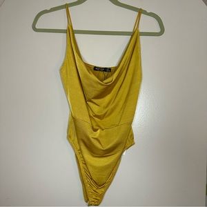 Nasty Gal gold cowl neck body suit